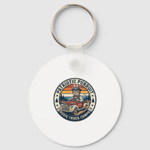 Patriotic Uncle Sam Cat Retro Sunset T-Shirt (5)_1 Key Ring