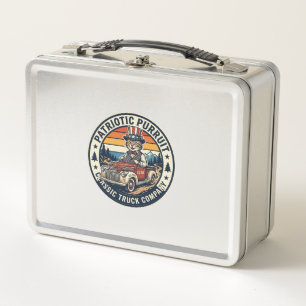 Patriotic Uncle Sam Cat Retro Sunset T-Shirt (5)_1 Metal Lunch Box