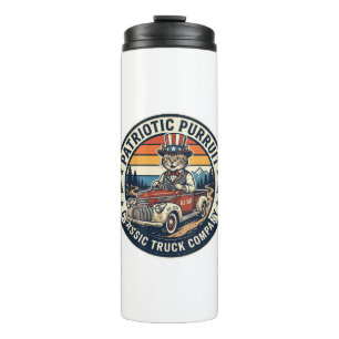 Patriotic Uncle Sam Cat Retro Sunset T-Shirt (5)_1 Thermal Tumbler