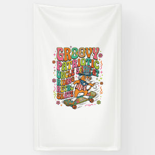 Patriotic Uncle Sam Cat Retro Typography T-Shirt ( Banner