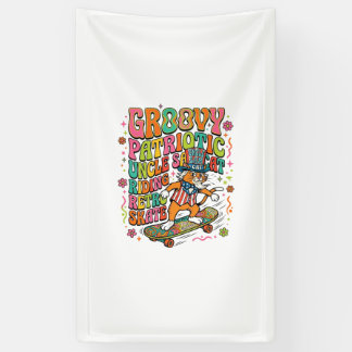 Patriotic Uncle Sam Cat Retro Typography T-Shirt ( Banner
