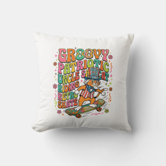 Patriotic Uncle Sam Cat Retro Typography T-Shirt ( Cushion