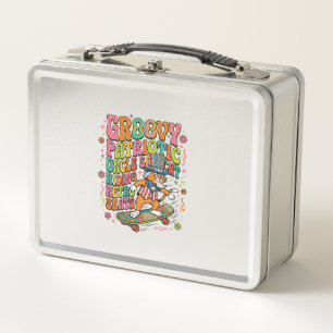 Patriotic Uncle Sam Cat Retro Typography T-Shirt ( Metal Lunch Box