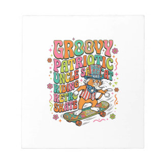 Patriotic Uncle Sam Cat Retro Typography T-Shirt ( Notepad