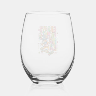 Patriotic Uncle Sam Cat Retro Typography T-Shirt ( Stemless Wine Glass