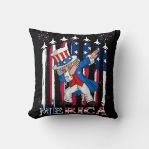 Patriotic Uncle Sam Dabbing 4th of July Cushion
