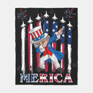 Patriotic Uncle Sam Dabbing 4th of July Fleece Blanket