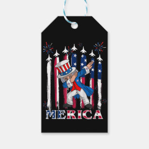Patriotic Uncle Sam Dabbing 4th of July Gift Tags