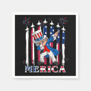 Patriotic Uncle Sam Dabbing 4th of July Napkin