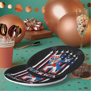 Patriotic Uncle Sam Dabbing 4th of July Paper Plate