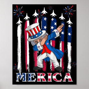 Patriotic Uncle Sam Dabbing 4th of July Poster