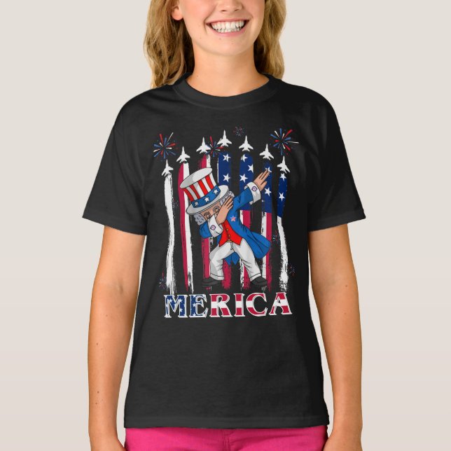 Patriotic Uncle Sam Dabbing 4th of July T-Shirt (Front)