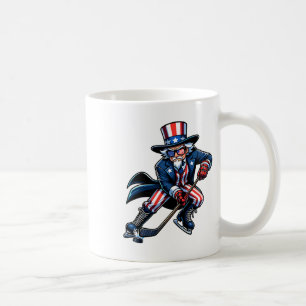 Patriotic Uncle Sam Hockey Player 4th Of July Men  Coffee Mug