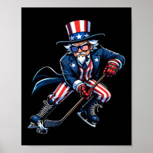 Patriotic Uncle Sam Hockey Player 4th Of July Men  Poster