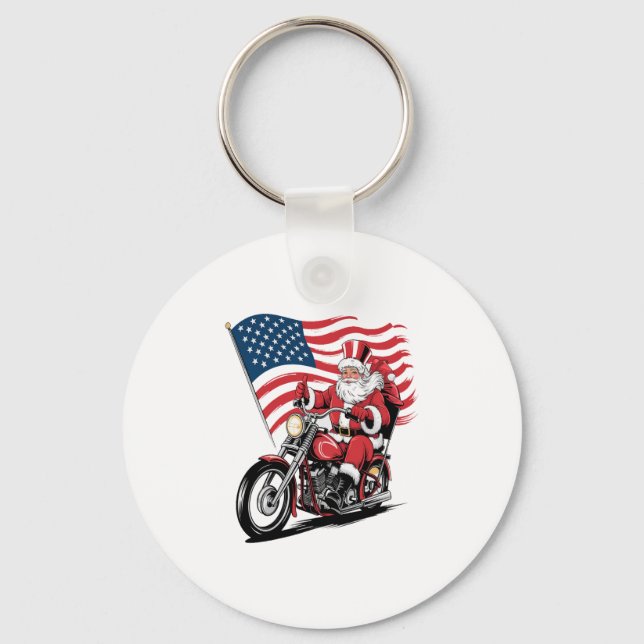 Patriotic Uncle Sam Motorcycle Key Ring (Front)