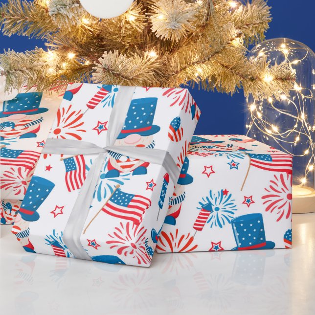 Patriotic Uncle Sam pattern Wrapping Paper (Holidays)