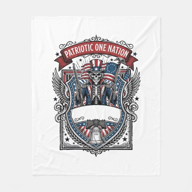 Patriotic Uncle Sam Skeleton Dark Patriot Skeleton Fleece Blanket (Front)