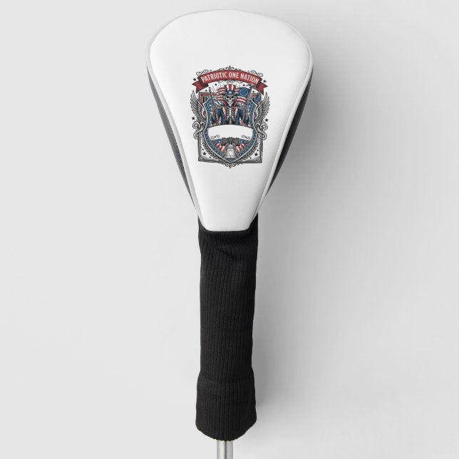 Patriotic Uncle Sam Skeleton Dark Patriot Skeleton Golf Head Cover (Front)