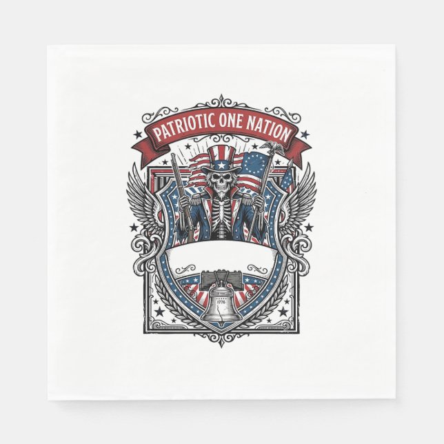 Patriotic Uncle Sam Skeleton Dark Patriot Skeleton Napkin (Front)