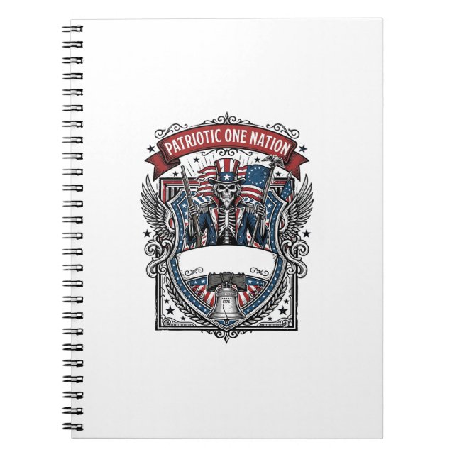 Patriotic Uncle Sam Skeleton Dark Patriot Skeleton Notebook (Front)
