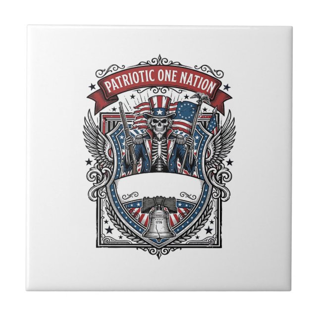 Patriotic Uncle Sam Skeleton Dark Patriot Skeleton Tile (Front)
