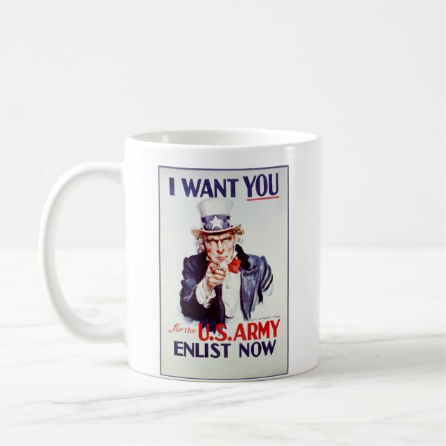 Patriotic Uncle Sam - Vintage Poster Coffee Mug (Left)
