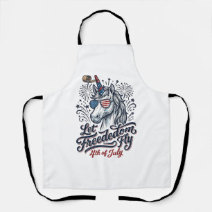Patriotic Unicorn 4th of July Freedom Fly Shirt_1 Apron