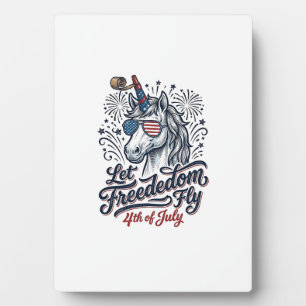Patriotic Unicorn 4th of July Freedom Fly Shirt_1 Plaque