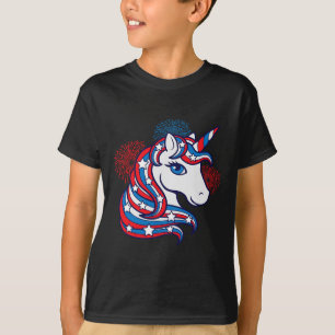 Patriotic Unicorn 4th Of July Shirt For Girls Amer