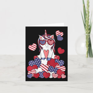 Patriotic Unicorn 4th Of July Usa American Flag Gi Card
