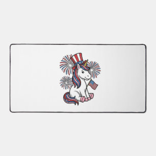 Patriotic Unicorn Fireworks Shirt Design_1 Desk Mat