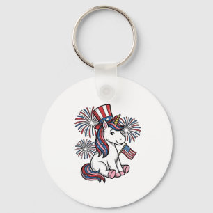 Patriotic Unicorn Fireworks Shirt Design_1 Key Ring