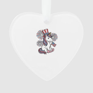 Patriotic Unicorn Fireworks Shirt Design_1 Ornament