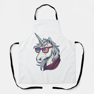 Patriotic Unicorn Flag Sunglasses Vintage Vector_1 Apron