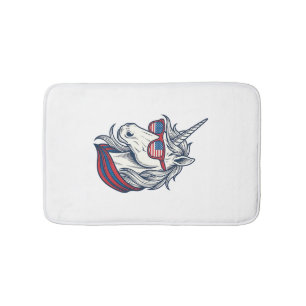 Patriotic Unicorn Flag Sunglasses Vintage Vector_1 Bath Mat