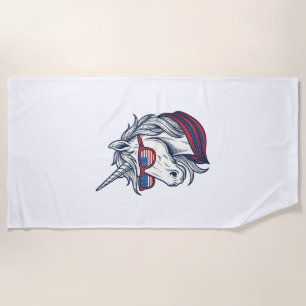 Patriotic Unicorn Flag Sunglasses Vintage Vector_1 Beach Towel