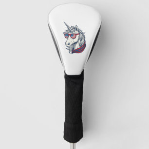 Patriotic Unicorn Flag Sunglasses Vintage Vector_1 Golf Head Cover