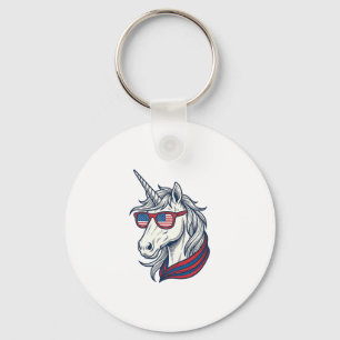 Patriotic Unicorn Flag Sunglasses Vintage Vector_1 Key Ring