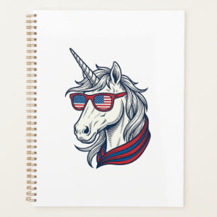 Patriotic Unicorn Flag Sunglasses Vintage Vector_1 Planner