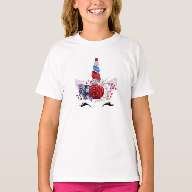 Patriotic Unicorn Girls Tank Top (Front)