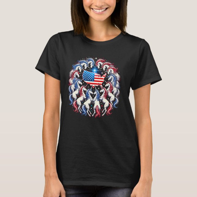 Patriotic Unicorn Magic American Spirit Freedom T-Shirt (Front)