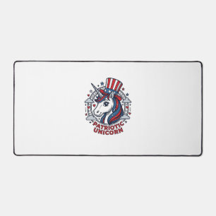 Patriotic Unicorn Vintage Engraving Graphic_1 Desk Mat