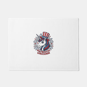 Patriotic Unicorn Vintage Engraving Graphic_1 Doormat