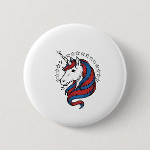 Patriotic Unicorn Vintage Engraving Vector Design_ 6 Cm Round Badge