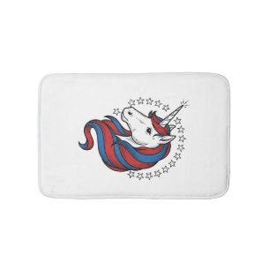Patriotic Unicorn Vintage Engraving Vector Design_ Bath Mat