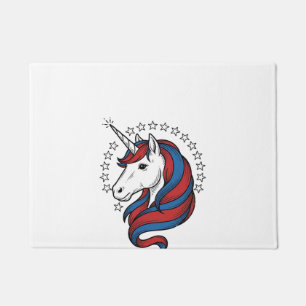 Patriotic Unicorn Vintage Engraving Vector Design_ Doormat
