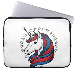 Patriotic Unicorn Vintage Engraving Vector Design_ Laptop Sleeve