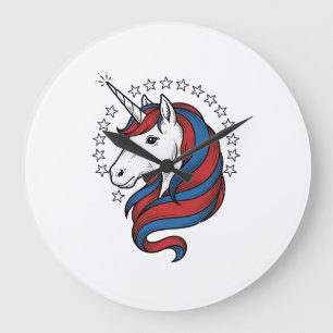 Patriotic Unicorn Vintage Engraving Vector Design_ Large Clock