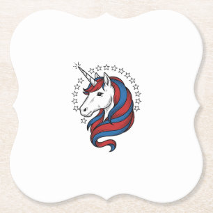 Patriotic Unicorn Vintage Engraving Vector Design_ Paper Coaster