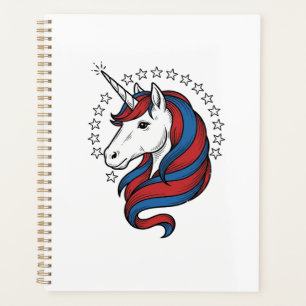 Patriotic Unicorn Vintage Engraving Vector Design_ Planner